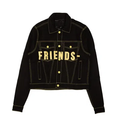 Pre-owned Vlone Black & Yellow Friends Denim Jacket Size L In Multicolor