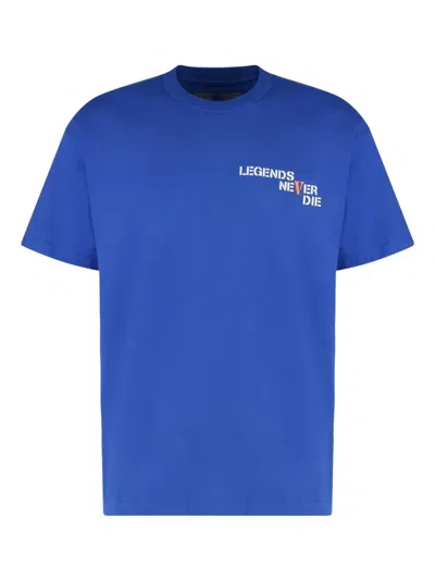 Vlone Crew-neck Back-print T-shirt In Blue