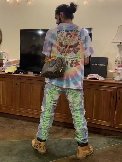 Pre-owned Vlone Endless Denim Og Neon Drop In Blue