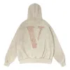 Vlone Finger Print Logo Hoodie 'beige Red' In Neutral