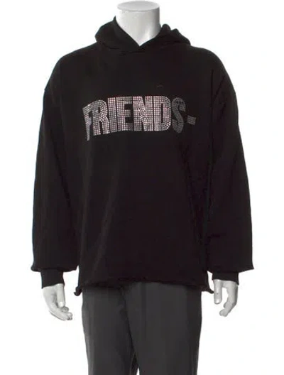 Pre-owned Vlone Graphic Print Crew Neck Hoodie In Black