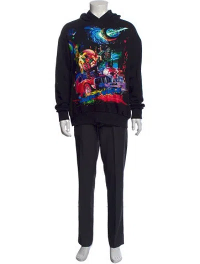 Pre-owned Vlone Graphic Print Crew Neck Hoodie In Black