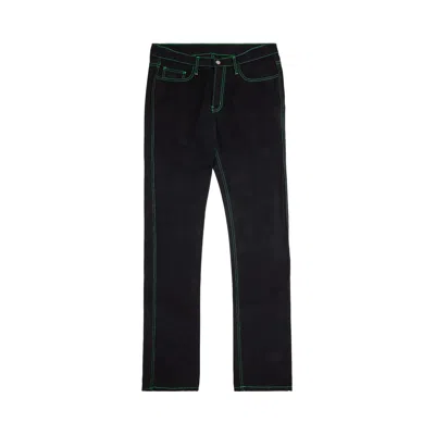 Pre-owned Vlone Green Contrast Stitch Denim Jeans 'black' | Men's Size 31
