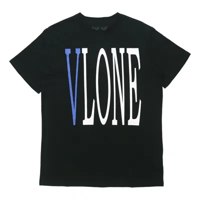 Vlone Large Logo Round Neck Short Sleeve T-shirt 'black Blue'