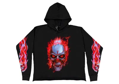 Pre-owned Vlone Men's  Skully Red Flame Hoodie In Black
