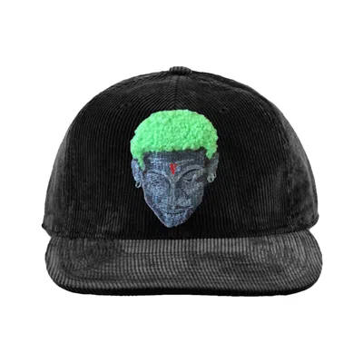 Pre-owned Vlone Rodman Chenille Face Hat In Black