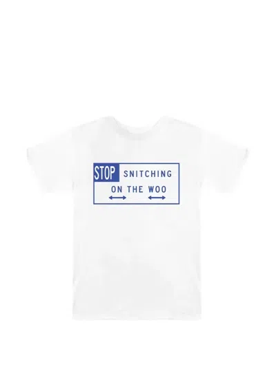 Vlone Stop Snitching Graphic T-shirt In White