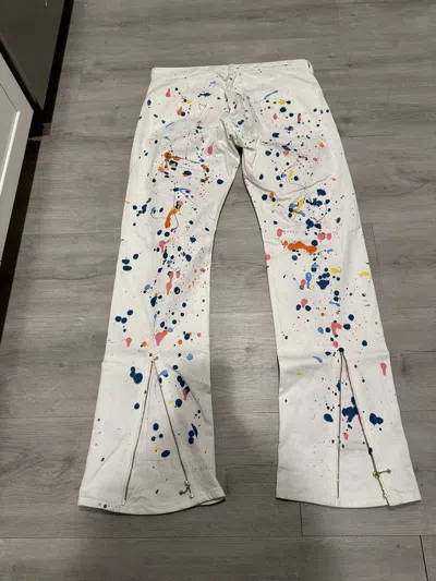 Pre-owned Vlone White Zipper Denim Jeans Pants Size Xxl