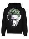 Vlone X Dennis Rodman Cheetah Cotton Hoodie In Black