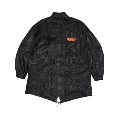 Pre-owned Vlone X Fragment Design Leather Fish Tail Jacket Black | Men's Size L