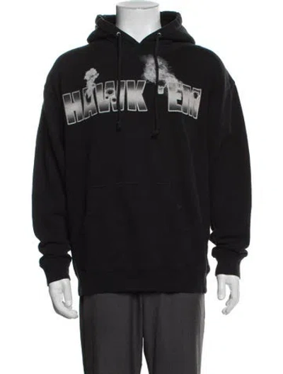 Pre-owned Vlone X Pop Smoke Hawk Em Graphic Print Hoodie In Black