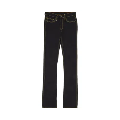 Pre-owned Vlone Yellow Contrast Stitch Denim Jeans Black | Men's Size 29
