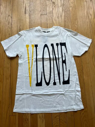 Pre-owned Vlone Yellow Staple T-shirt White Size Small