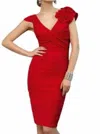 Vm Collection Poly Chiffon Sleeveless Short Dress In Red In Red