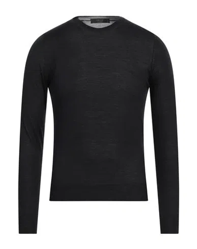 Vneck Man Sweater Black Size 36 Merino Wool, Silk