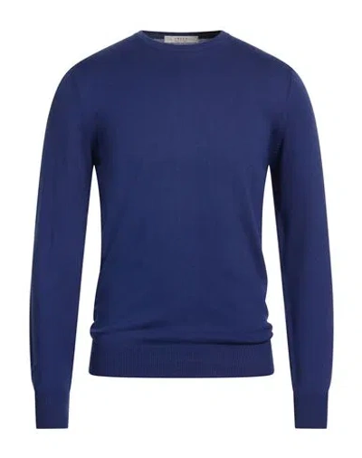 Vneck Man Sweater Blue Size 38 Cotton