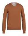 Vneck Man Sweater Brown Size 48 Merino Wool