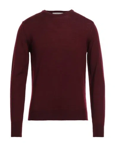 Vneck Man Sweater Burgundy Size 50 Merino Wool In Red