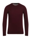 Vneck Man Sweater Burgundy Size 44 Merino Wool In Red