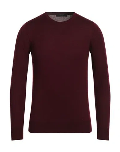Vneck Man Sweater Burgundy Size 44 Merino Wool In Red