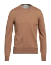 Vneck Man Sweater Camel Size 40 Virgin Wool, Acrylic In Beige