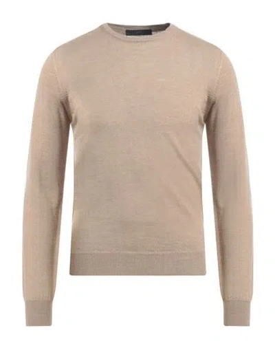 Vneck Man Sweater Camel Size 44 Wool, Acrylic In Beige