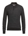 Vneck Man Sweater Charcoal Size 42 Wool, Viscose, Acrylic In Black