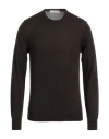 Vneck Man Sweater Dark Brown Size 44 Merino Wool In Brown