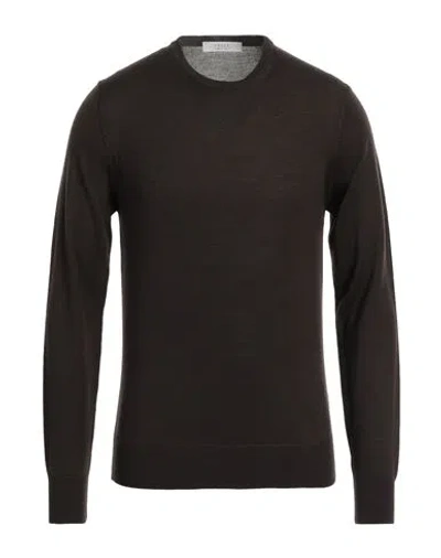 Vneck Man Sweater Dark Brown Size 44 Merino Wool