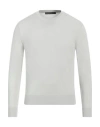 Vneck Man Sweater Light Grey Size 44 Cotton, Polyamide In Grey
