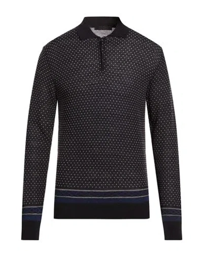 Vneck Man Sweater Midnight Blue Size 42 Wool, Viscose, Acrylic In Black