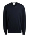 Vneck Man Sweater Midnight Blue Size 50 Silk, Cotton
