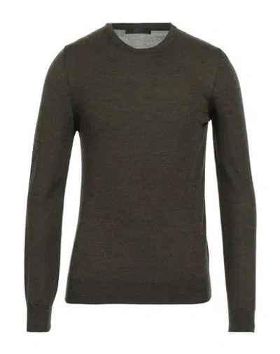 Vneck Man Sweater Military Green Size 42 Wool, Acrylic