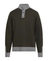 Vneck Man Sweater Military Green Size 44 Wool, Polyamide