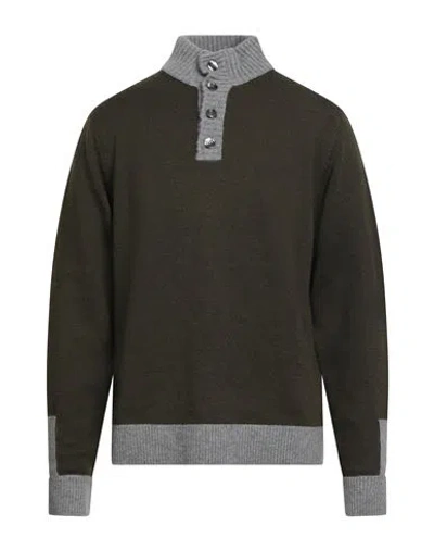 Vneck Man Sweater Military Green Size 44 Wool, Polyamide