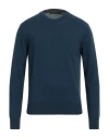 Vneck Man Sweater Navy Size 44 Cotton, Polyamide In Navy Blue