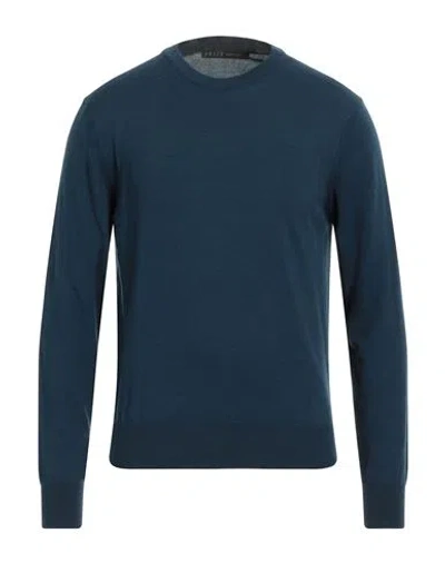 Vneck Man Sweater Navy Size 44 Cotton, Polyamide In Navy Blue