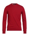 Vneck Man Sweater Red Size 44 Virgin Wool, Acrylic