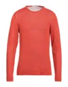 Vneck Man Sweater Rust Size 42 Cotton In Red