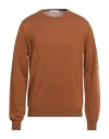 Vneck Man Sweater Tan Size 50 Merino Wool In Brown