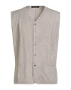 Vneck Man Tailored Vest Beige Size S Cotton, Elastane In Sand