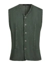 Vneck Man Tailored Vest Dark Green Size Xl Cotton, Elastane In Green