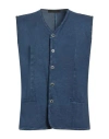 Vneck Man Tailored Vest Navy Size Xl Cotton, Elastane In Blue