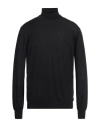 Vneck Man Turtleneck Black Size 50 Merino Wool, Silk