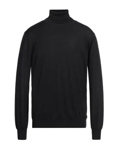 Vneck Man Turtleneck Black Size 50 Merino Wool, Silk