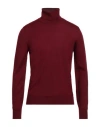 Vneck Man Turtleneck Burgundy Size 48 Wool, Silk In Red