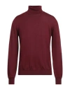 Vneck Man Turtleneck Burgundy Size 48 Wool, Silk In Red