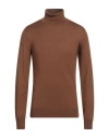 Vneck Man Turtleneck Camel Size 44 Virgin Wool, Polyacrylic In Beige