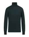 Vneck Man Turtleneck Dark Green Size 46 Merino Wool, Silk