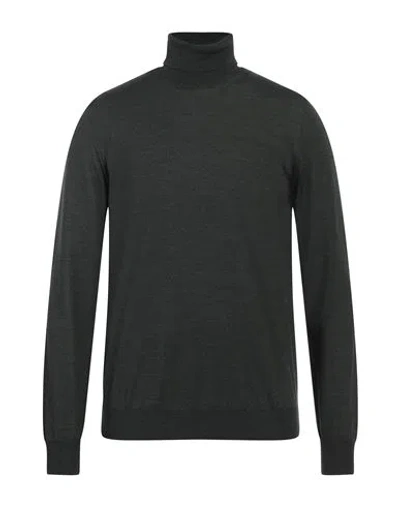 Vneck Man Turtleneck Dark Green Size 46 Merino Wool, Silk